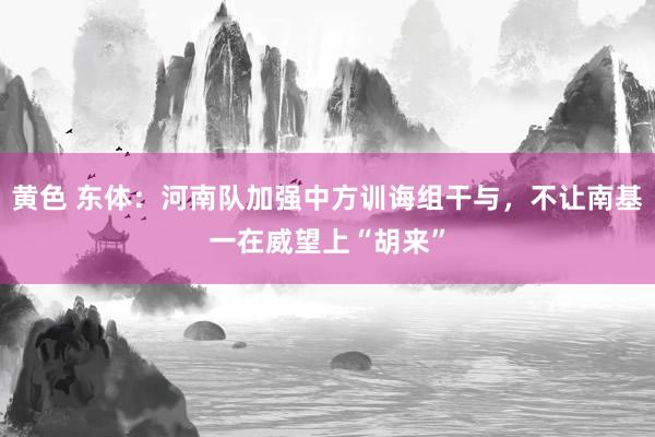 黄色 东体：河南队加强中方训诲组干与，不让南基一在威望上“胡来”
